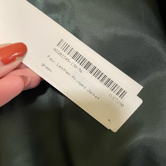 Nasty Gal Green Western Faux Leather Fringe Jacket - Picture 3 of 5